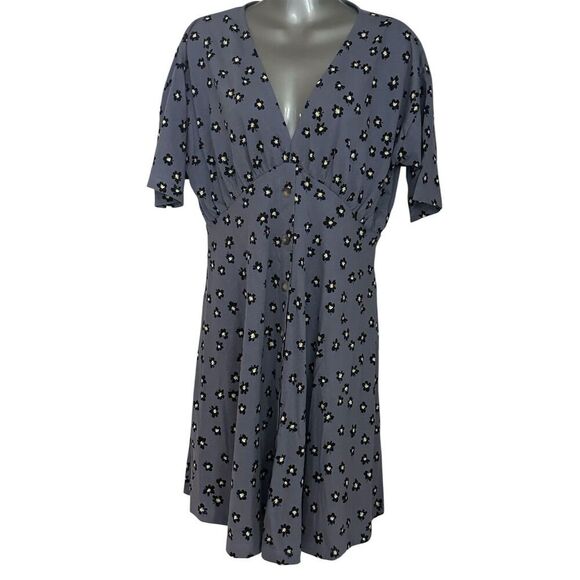 ASOS Maternity Floral Mini Dress Blue V-Neck Size 4 Casual Wear - Picture 1 of 8